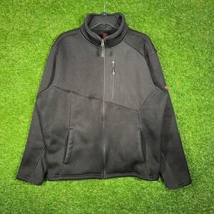 SwissTech Mens Black Full Zip Waffle Knit Softshell Jacket Fleece Lined‎ Large